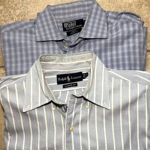 Ralph Lauren Men's Blue and White Checkered Shirt